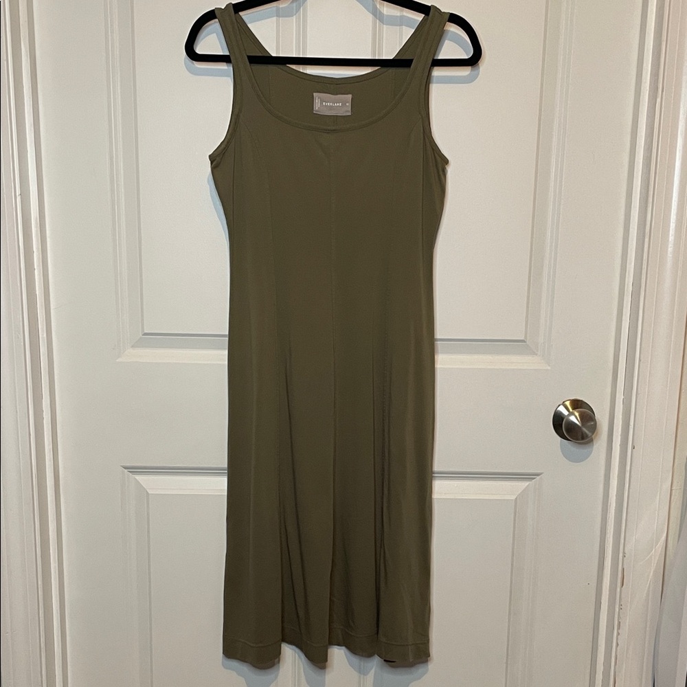 Everlane Olive Green Midi Dress 100% Cotton
